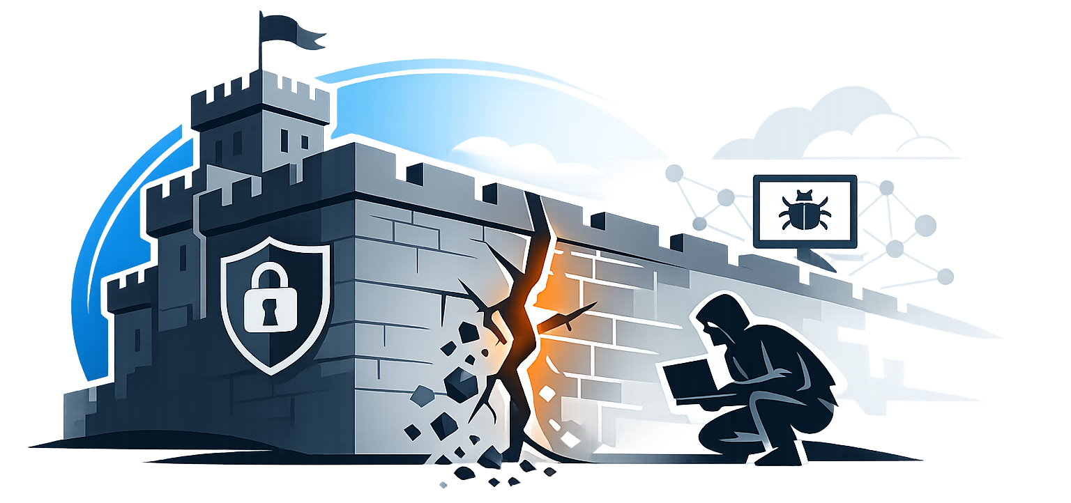 Cracked fortress wall representing vulnerability